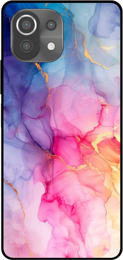Smartphonica Telefoonhoesje Geschikt voor Xiaomi Mi 11 Lite met marmer opdruk - TPU backcover case marble design - Regenboog geschikt voor Xiaomi Mi 11 Lite