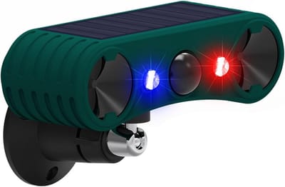 Ultrasone Dierenafschrikker voor Buiten met 130dB Geluid, 4 Modi en Stroboscooplicht voor Tuin en Dierpreventie
