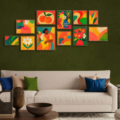 YS Schilderij YSART Wanddecoratie Set 3 Luik Abstract Goud Zwart Acryl Schilderijen met Lijst Zomer Inspiratie