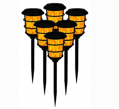6 Stuks - Solar Tuinfakkel met sensor – Vlameffect - Tuinverlichting op zonne-energie – Buitenverlichting
