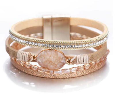 Montebello Armband Kari - Pu Leer - Strass - Zirkonia - 19.5cm
