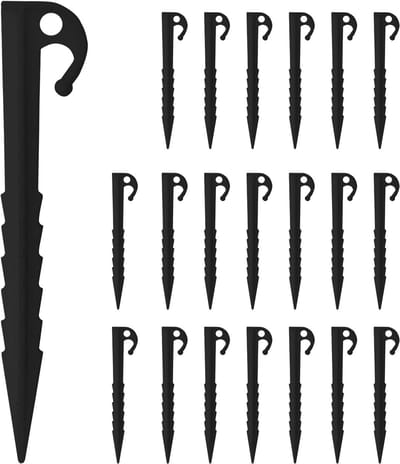 QTTVBTNA – 20 Stuks Tentharingen – Kunststof – Robuuste Grondpennen voor Tent en Tuin – Lichtgewicht en Duurzame Haringen – Geschikt voor Camping, Outdoor, Tuin en Grondverankering – 14,4 cm– Zwart