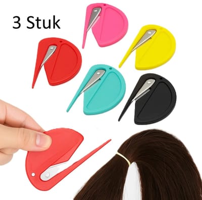 Magische Haarelastiek Snijder – Pijnloze Verwijderaar voor Elastische Haarelastiekjes | 3 stuks – Multicolor – 7.6 × 4.7 cm