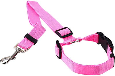 Igoods Hondengordel - 2-in1 Hondenriem - Veiligheidsgordel - Verstelbaar - Nylon - Roze