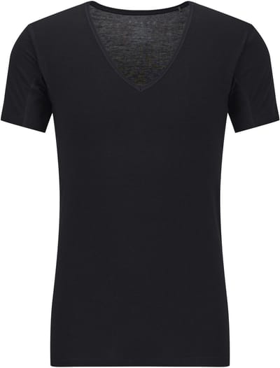 FALKE Daily Climate Control Deep V-Neck sneldrogend katoen top van onderlaag heren zwart - maat M