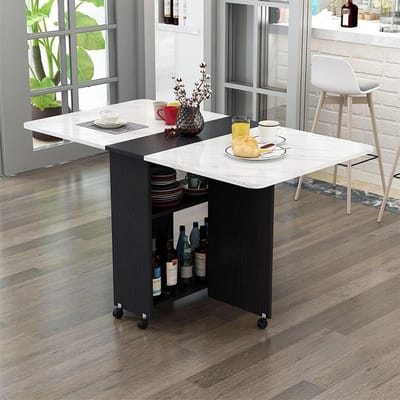 Opvouwbare Eettafel - Druppelblad Tafel - Ruimte Besparen - Met Opbergrek - 150 x 80 cm - Houtkleur
