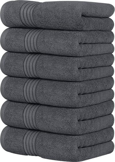 Unyqoos ® Ultrazachte en Absorberende Handdoekenset - Luxe Katoenen Handdoeken van Hoogwaardige Kwaliteit voor Dagelijks Gebruik, Set van 6 Grijze Handdoeken