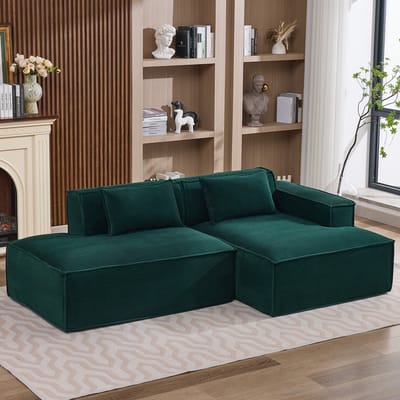 MODENUIT Zitbank 235 cm - Compact Ontwerp Voor Woonkamer, Appartement En Kantoor - Gestoffeerd Polyester - Retro Groen