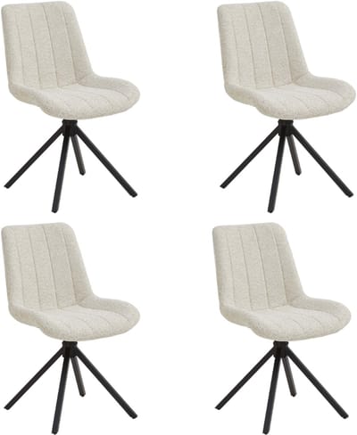 Eetkamerstoelen – Vergaderstoelen – Stoelen – Draaibaar – Set van 4 – Taupe – Comfortabele Stoelen met Zwarte Metalen Poten – Moderne Design Stoelen voor Eetkamer en Kantoor