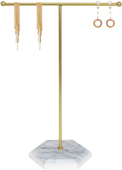 Allecto - Sieradenhouder - Organiseer je sieraden - Gouden kleur - Metalen standaard - Geschikt voor kettingen, armbanden, oorbellen, ringen en hor...