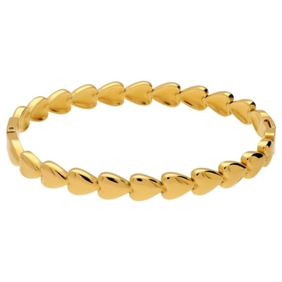 Lucardi - Dames Stalen goldplated bangle harten - Armband - Staal - Goudkleurig - Valentijn Cadeau