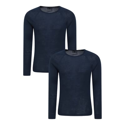 Mountain Warehouse Heren Merino Wol Base Layer Top (Set van 2) (Marine)