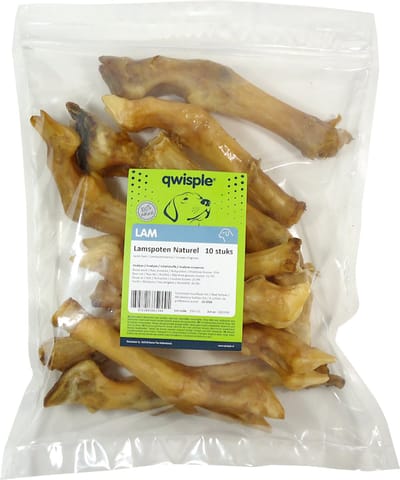 Qwisple Lamspoten - Hondensnacks Gedroogd Lam - Kauwbotten - Kauwsnacks - 10 stuks