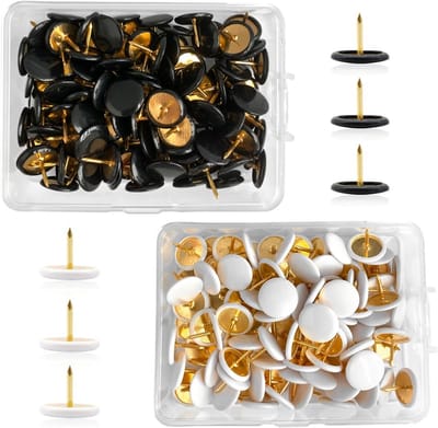 Punaises Ronde Kop - Duimspijkers Prikbord - Documenten Bevestigen - Roestbestendig Plastic Coating - 200 Stuks - Wit Zwart