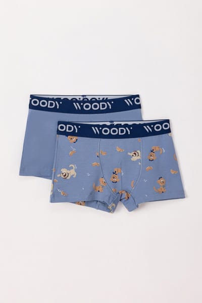 Woody 2 boxers jongens – blauw - labradoodle - 242-10-CLD-Z/018 - maat 104