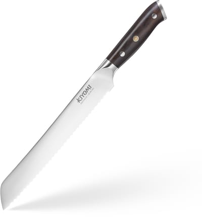 Kiyomi Broodmes 23 cm - Professioneel Kartelmes - Duits X50CrMoV15 Staal - Vlijmscherp Keukenmes - Ergonomisch Pakkahouten Handvat