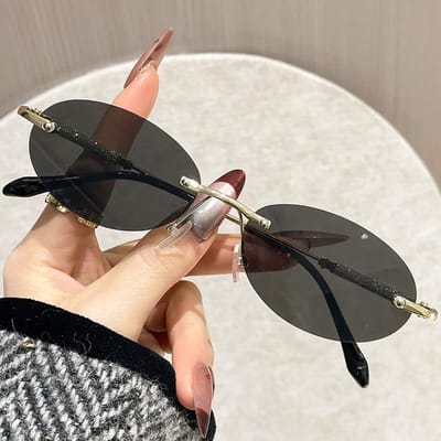Comfortabel Duurzaam Hoge Kwaliteit High End Retro Stijlvol Randloos Ovaalvormig Rondvormig Voor Zowel Vrouwen Mannen Zonnebrillen 1PC