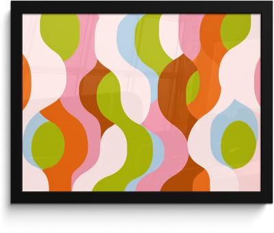 Poster in lijst - Fotolijst 40x30 cm - Posters - Abstract - Vormen - Roze - Posterlijst zwart - Decoratie - Wanddecoratie woonkamer - Muurdecoratie slaapkamer