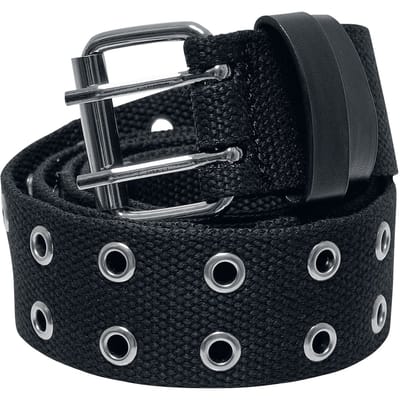 Urban Classics Polyester Eyelet Unisex Riem - zwart/zilverkleurig - L-XL