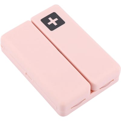 Draagbare Medicijnkoffer Opvouwbare Magnetische Pillendoos Organizer met 7 Vakken(Roze)