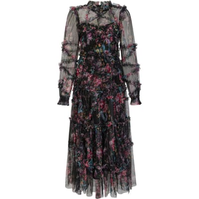 Bloemenjurk Lente en Herfst High-end Avondjurk Franse Jurk Trouwjurk Damesrok XXL