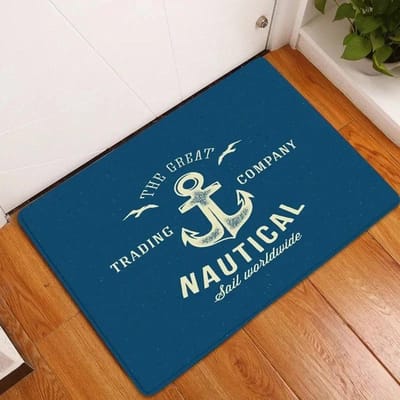 1 Stuk Wit Anker & Marineblauw Nautisch Wasbare Deurmat Antislip Entree Vloerkleed Gemakkelijk Schoon te Maken Hal Badkamer Keuken Kleed 60*90cm