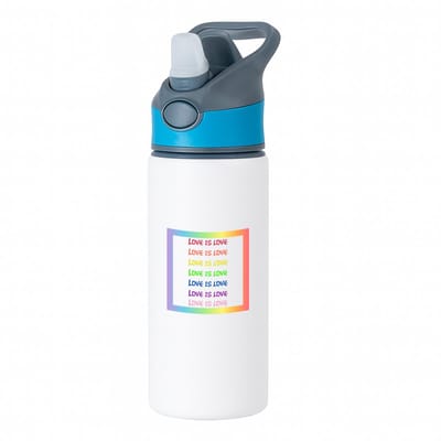 Hacebo® - LGBTQ cadeau - waterfles met rietje blauw - Lgbt - Queer - met opdruk - lgbt - Love is love - Pride month - lgbtq vlag - gay pride - met tekst - opdruk - leuke pride spullen - verjaardag - cadeau - gift - water fles - 650ML