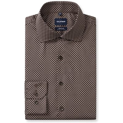 OLYMP No. Six Overhemd, Super Slim, Royal Kent, Bruin