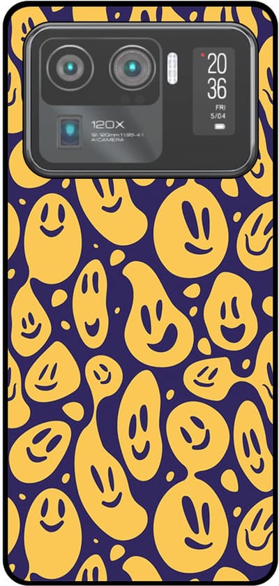 Smartphonica Telefoonhoesje Geschikt voor Xiaomi Mi 11 Ultra met smiley opdruk - TPU backcover case emoji design - Paars Geel geschikt voor Xiaomi Mi 11 Ultra