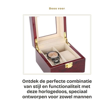 Dailygoods- Horlogedoos met 2 compartimenten - Houten Sieradendoos - Klassiek Design - Veilig Slot - Geschikt voor Dames/Heren - Thuisdecoratie