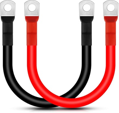 Batterij omvormer kabel 2AWG/35mm² 50 cm 12V acculader kabel met M8 ringklemmen voor vrachtwagens, motorfietsen, campers en zonne-energie