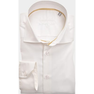 Ledub slim fit overhemd - beige twill - Strijkvrij - Boordmaat: 39 (EU maat: M)