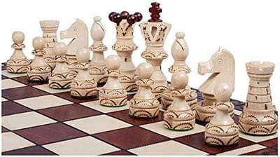 Houten schaakstukken - Ambassade set - Strategisch spel - Gewogen viltbodem - Koning 11 cm - Bruin wit