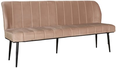 Eetkamerbank 180cm Sally velvet champagne bank 3 zits eetbank