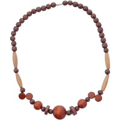 Behave – ketting met houten kralen en schijfdetails – tribal stijl