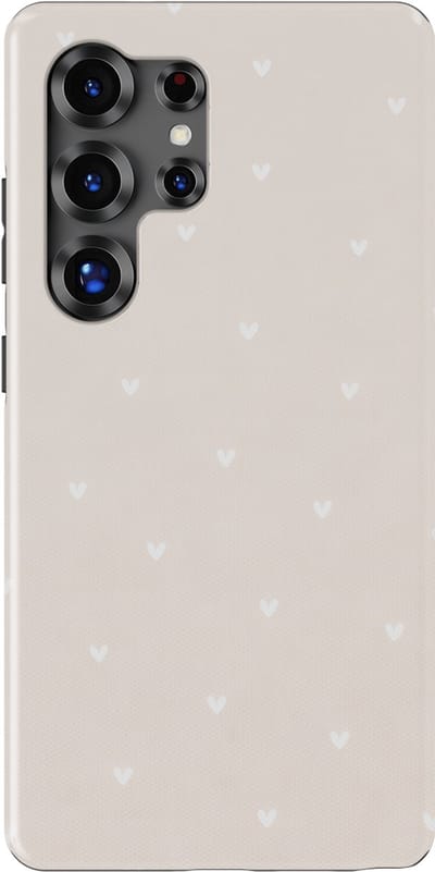 Tough Hoesje met Hartjes Samsung Galaxy S25 Ultra | Little Love Tough Case Geschikt voor Mag | Hartjes Print Backcover Samsung Galaxy S25 Ultra Ivory Hearts