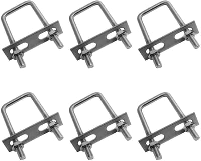 Set van 6 U-bouten M6, vierkante U-bouten met moeren en frameplaat, roestvrij staal, voor het repareren van voertuigen en scheepsleidingen, 80 x 50 mm