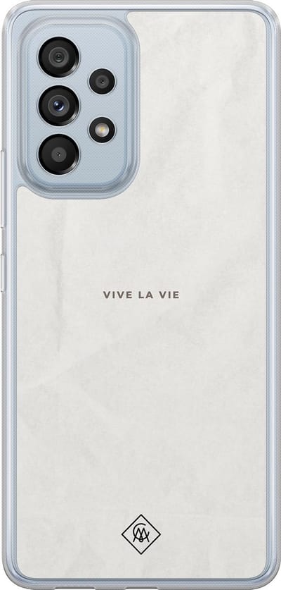 Casimoda® hoesje - Geschikt voor Samsung Galaxy A53 - Vive La Vie - 2-in-1 case - Schokbestendig - Tekst - Verhoogde randen - Grijs, Transparant