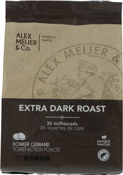 Alex Meijer - Extra Dark Roast Koffie - Koffiepads - Zak 36 stuks x 6,94 gram