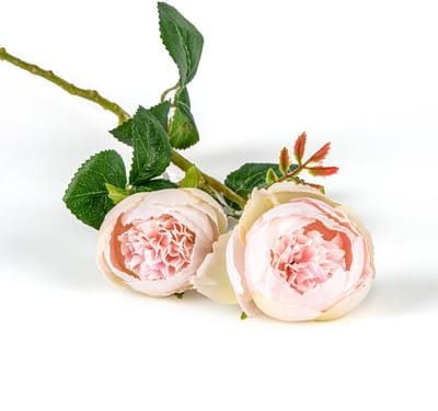 HOGEWONING BV - Pastelroze kunstbloemen rozen op steel 46 cm, set van 2