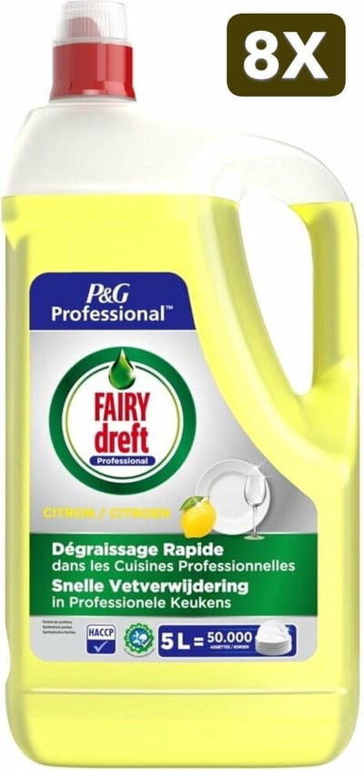 8 x Dreft Washing Up Liquid Lemon - 5 liter