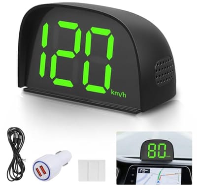 SnelShoppen - Car Speedometer GPS Heads Up Display voor Auto's, Fietsen, Motoren, Truuks - LED Groot Letters, Plug & Play, Universeel Design met Zonbe