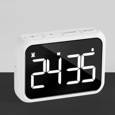 USB-oplaadbare luidruchtige digitale kookwekker met groot LCD-scherm en instelbaar luid alarm - ideale magnetische timer voor bureau of keuken, wit