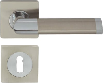 Domino® Deurkrukgarnituur JARO QR ECO M6/M9 - Chroom/Nikkel - BB- gladde sleutel met Vierkant Rozette - Deurbeslag van aluminium - Deurklink voor kamerdeur, kantoordeur, kelderdeur en binnendeur