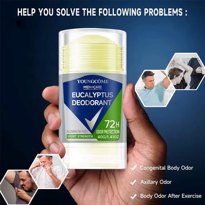 Deodorant Roller | Eucalyptus & Pepermunt | 72H Bescherming | Anti Transpirant | Natuurlijke Deodorant Stick | YOUNGCOME Men’s Roll-on Deodorant | Hyaluronzuur | Vitamine E | Groene Thee | Sneldrogend | Geen Irritatie ,Alu Vrij | Verfrissend | Vegan