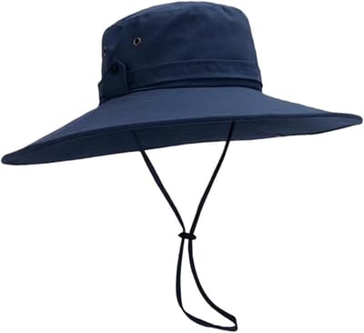 VHV - Zonhoed - Heren vissershoed met brede rand - Opvouwbaar voor wandelen, strand en vissen - Blauw