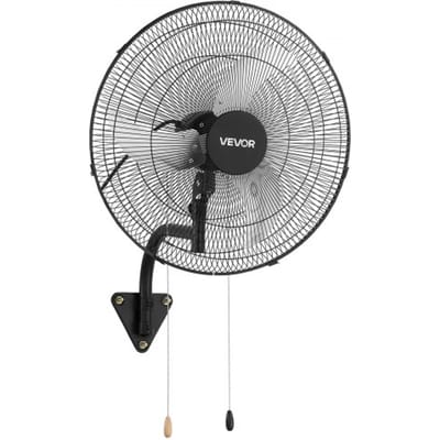 VEVOR 65W Industriële wandventilator 57 cm, 6 m/s oscillerende wandventilator met 3 snelheden en verstelbare kantelhoek, commerciële industriële ventilator voor werkplaats, garage, magazijn, sportschool, zwart