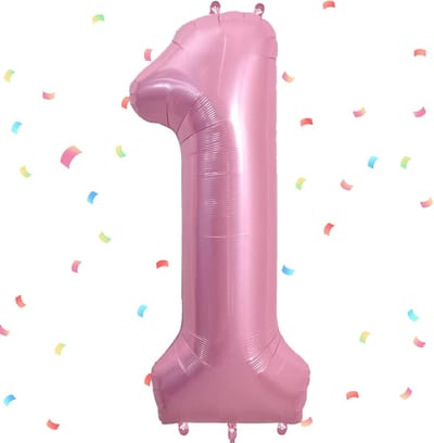 Grote Roze Cijferballon 1 (101 cm) - Folieballon voor Verjaardag 1 Jaar Decoratie