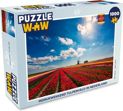 Puzzel Indrukwekkend tulpenveld in Nederland - Legpuzzel - Puzzel 1000 stukjes volwassenen