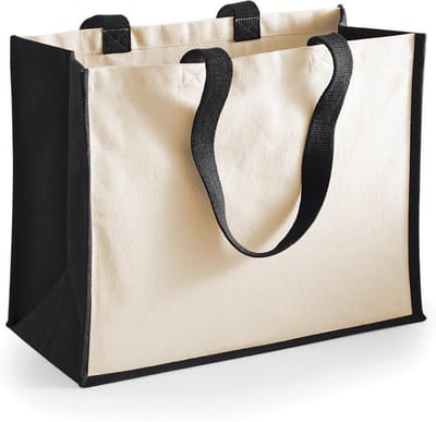 Westford Mill Printers Jute Classic Shopper WM422 - Black - 42 x 33 x 19 cm
